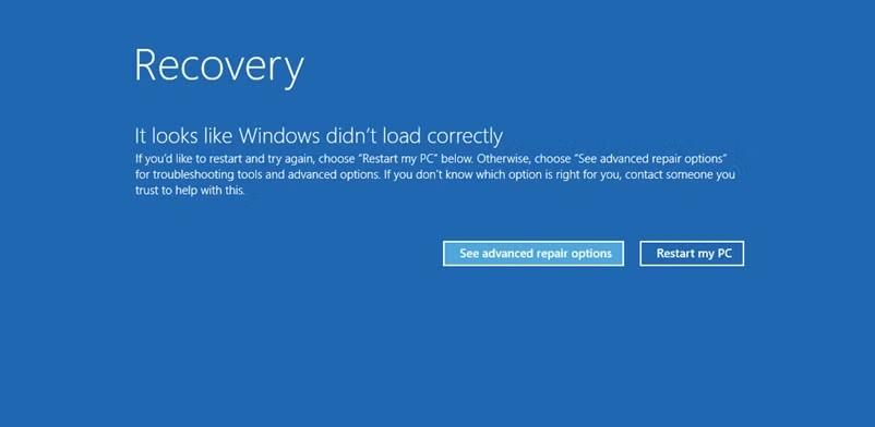 Windows Recovery Screen