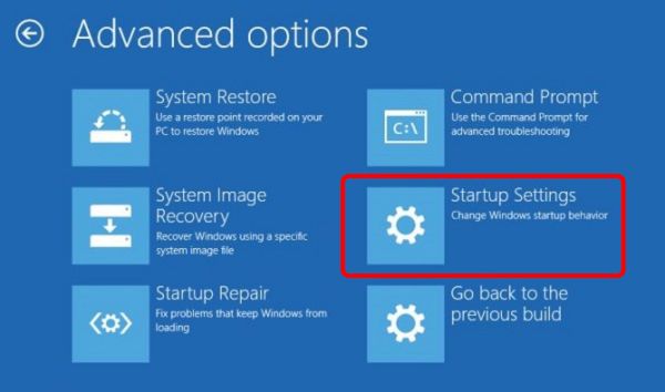 Startup Settings