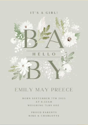 Baby Winter Blooms Template