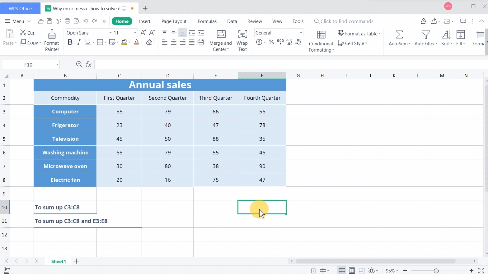 Why error message #NULL! occurs and how to solve it | WPS Office Academy