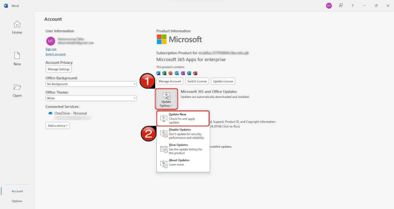Aktualizace aplikace Microsoft Word