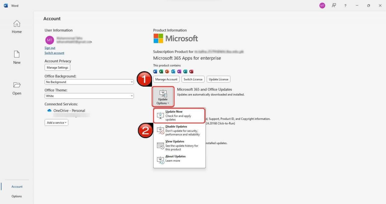Microsoft Word frissítések