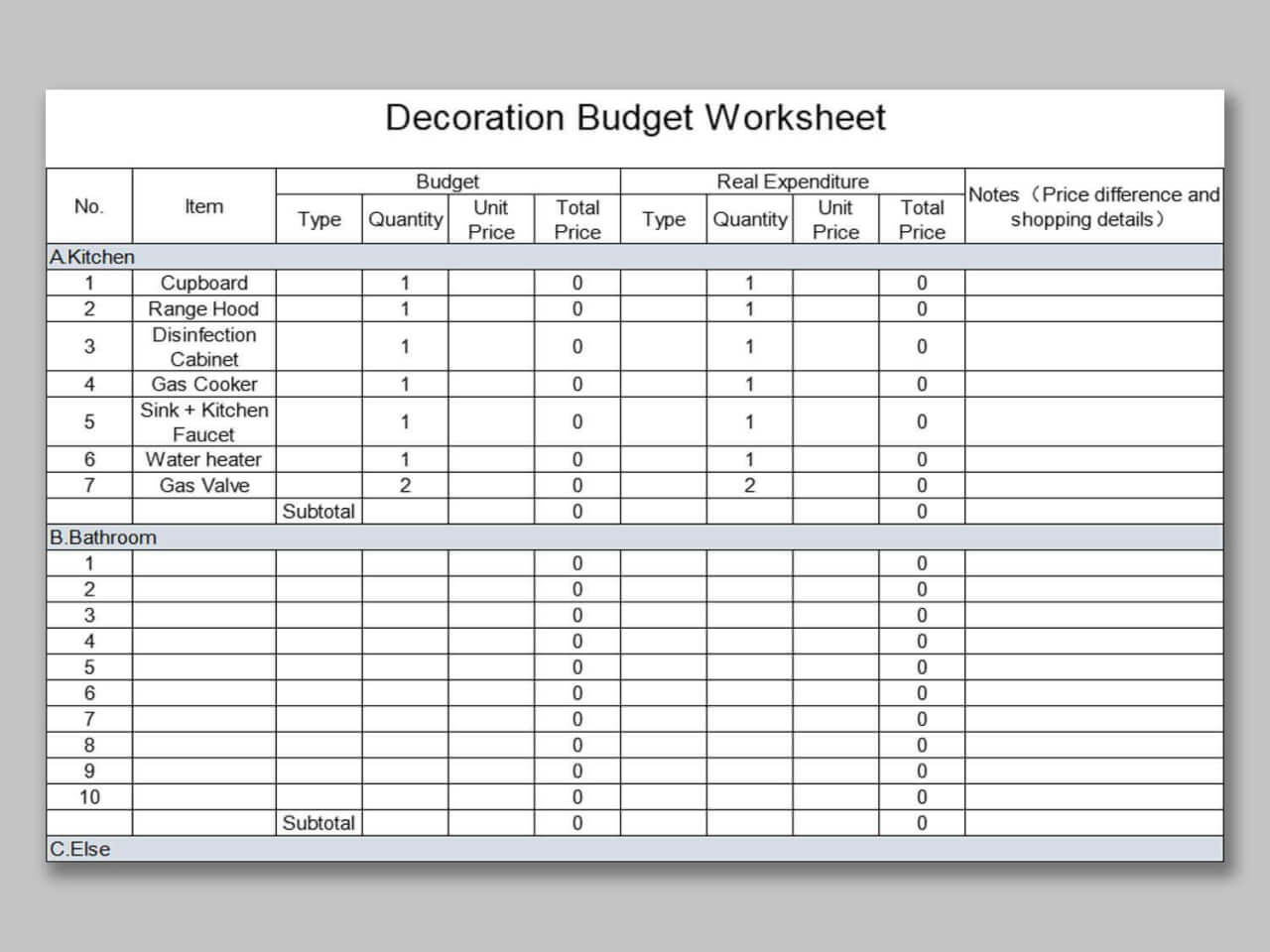 Plantilla presupuestos Simple Budget Worksheet.xls