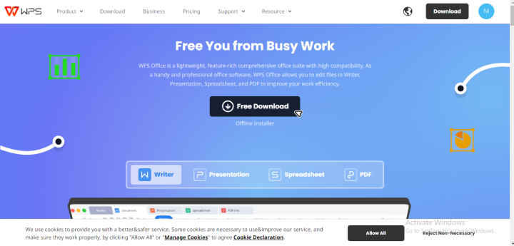 WPS Office公式サイトを開くの画面