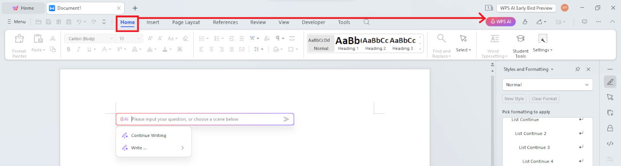 инструмент WPS AI