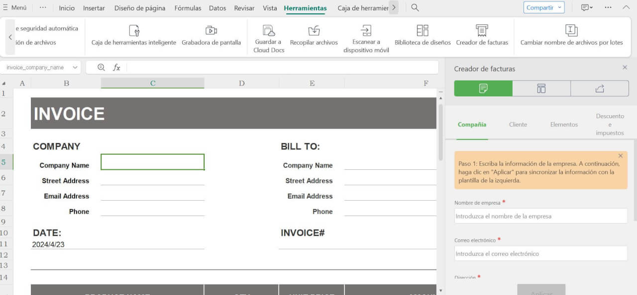 Editar factura de WPS