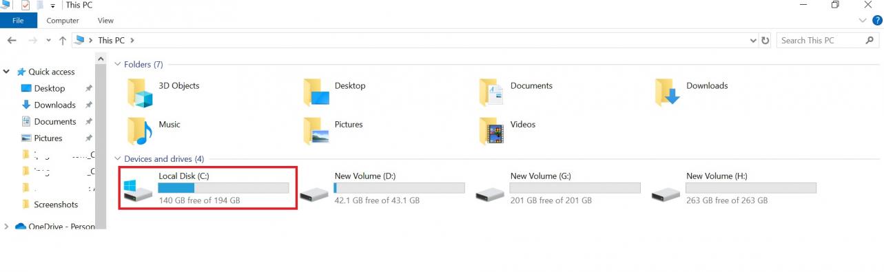 Check storage space