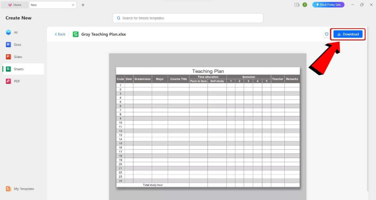 WPS Office download template