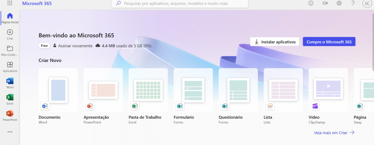 interface do Office Online