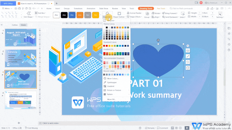 how to add design in wps presentation