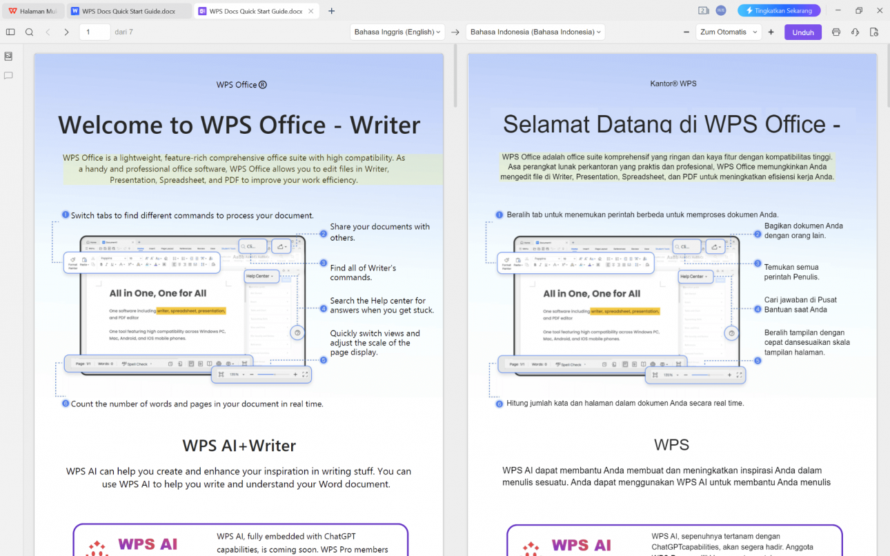 Fitur Sorotan di WPS PDF Parallel Translate