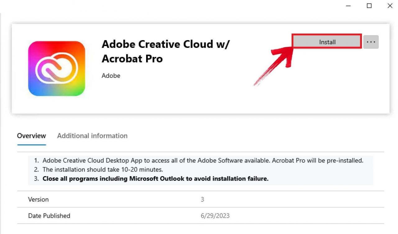 Adobe install screen