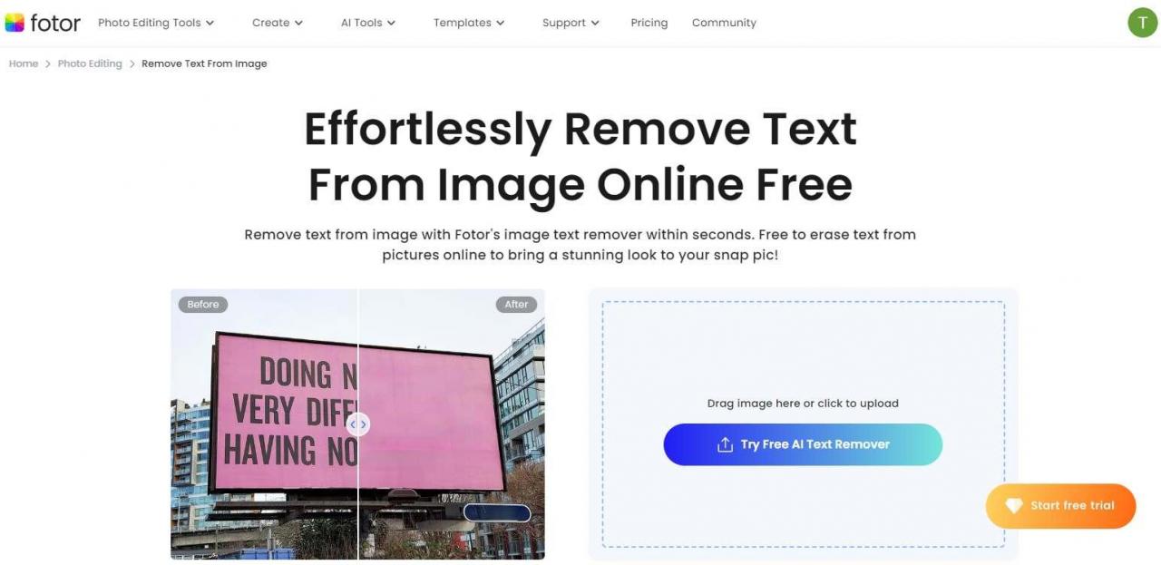 Fotor AI Text Remover