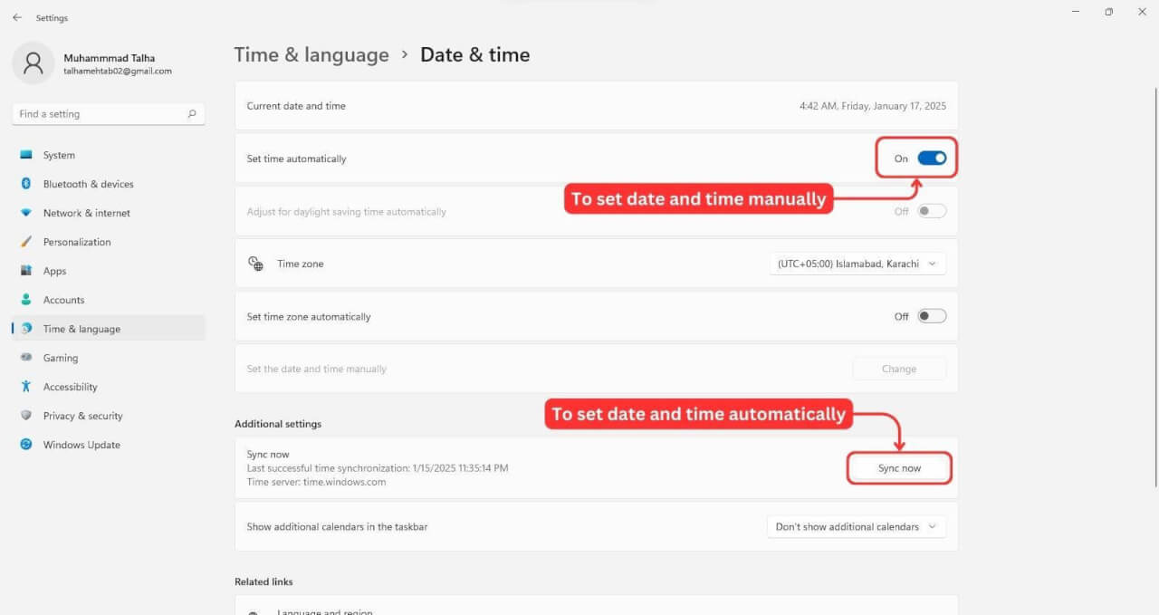 Adjust Date and Time