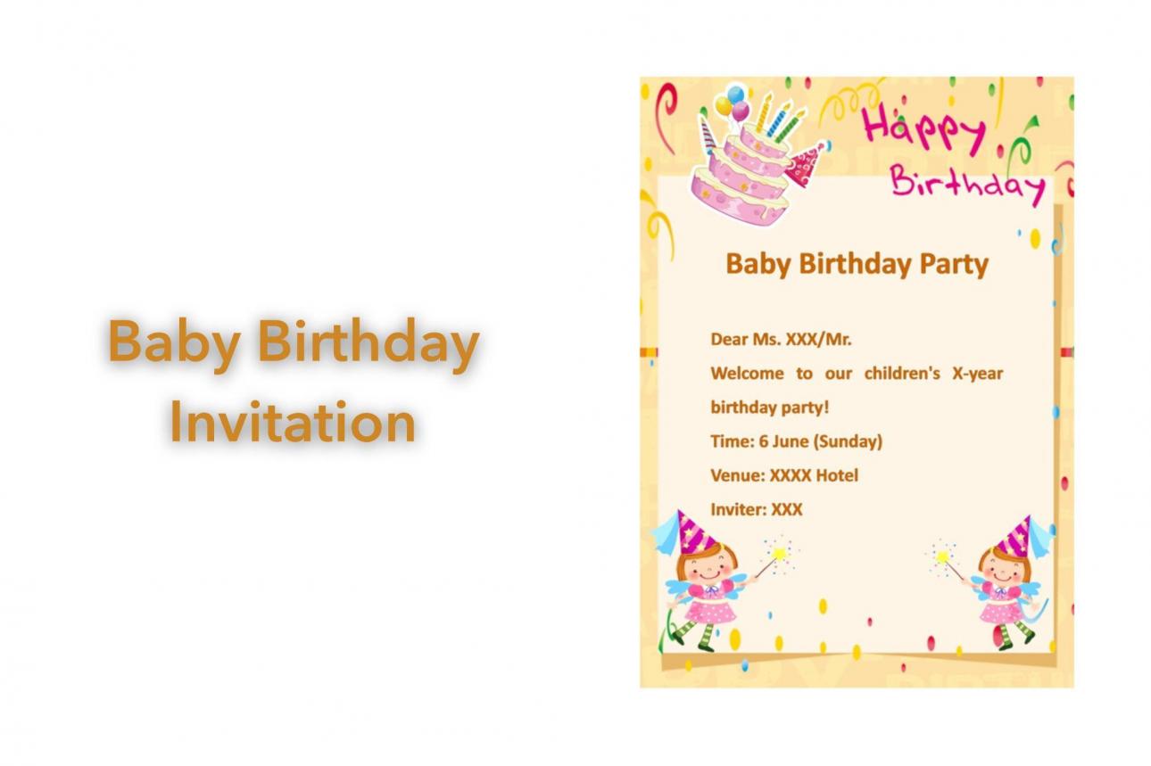 Baby Birthday Invitation Template