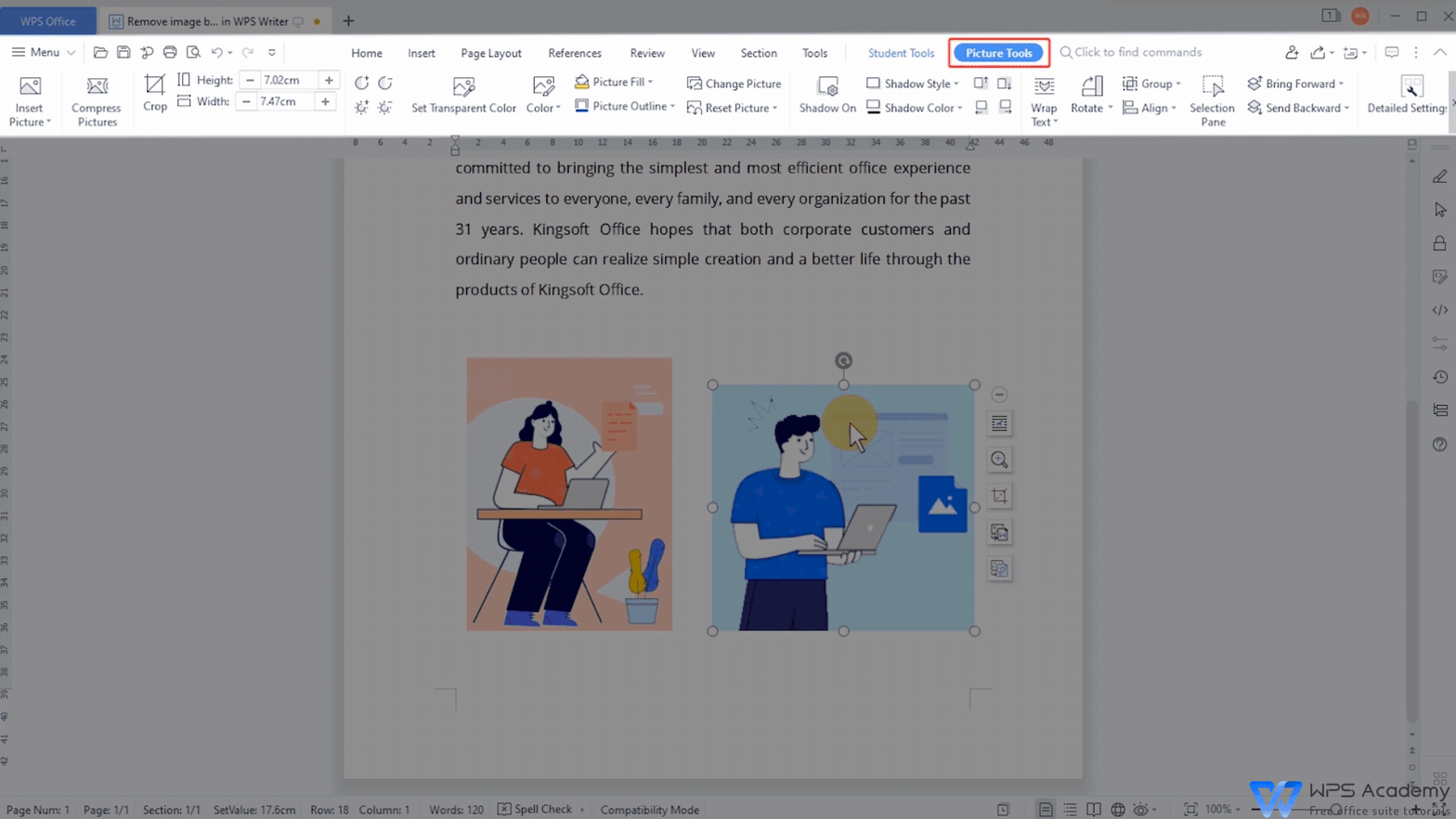 Xóa nền hình ảnh trong WPS Writer | WPS Office Academy: Những hình ảnh tuyệt đẹp có thể giúp tăng tính tương tác và trực quan của tài liệu của bạn. Nhưng đôi khi nền hình ảnh quá phức tạp và làm giảm sự tập trung của người đọc và người xem. Với WPS Office Academy, bạn sẽ học được cách xóa nền hình ảnh một cách dễ dàng và nhanh chóng trong WPS Writer. Cùng trải nghiệm và cập nhật kỹ năng thiết kế của bạn ngay hôm nay!