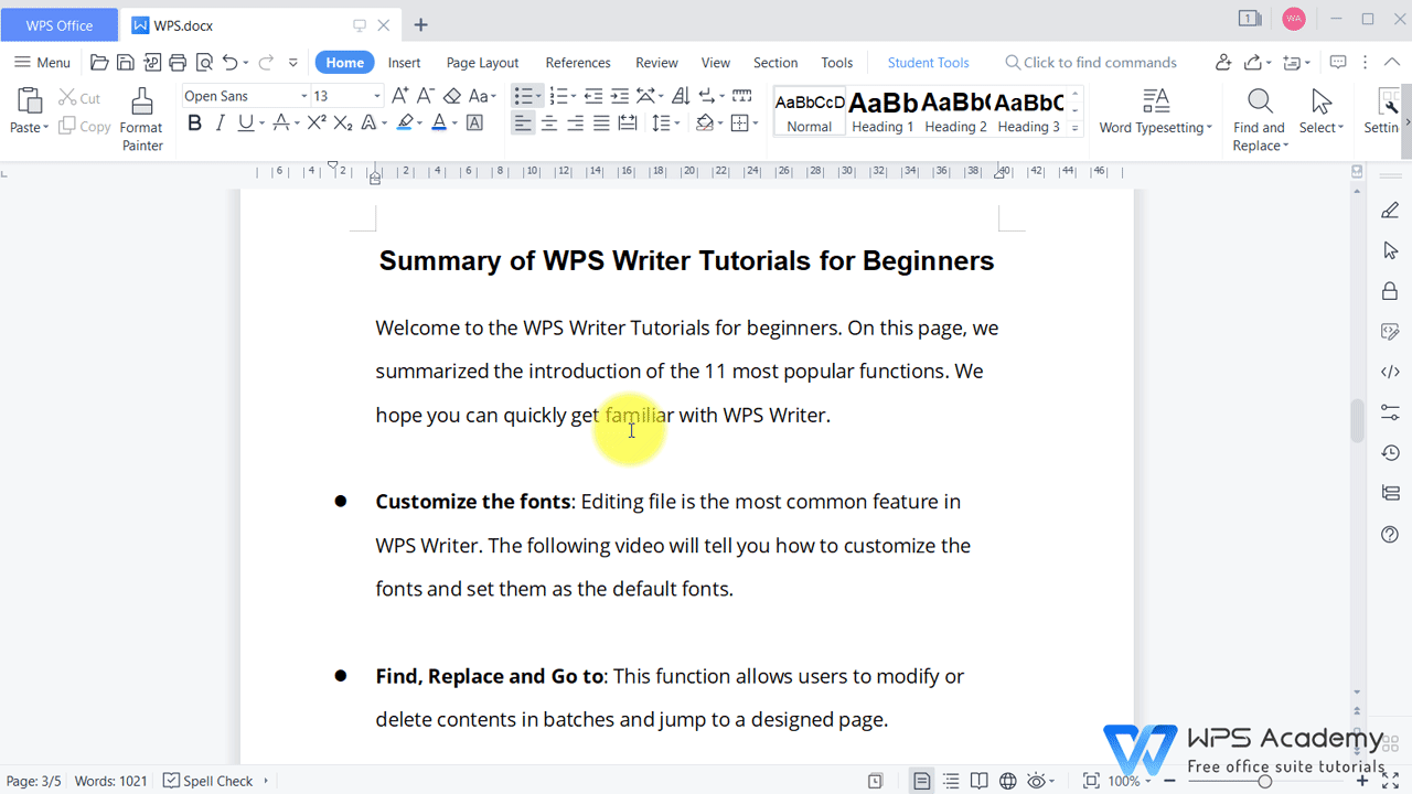 Summary Of WPS Writer Tutorials For Beginners WPS Office Academy