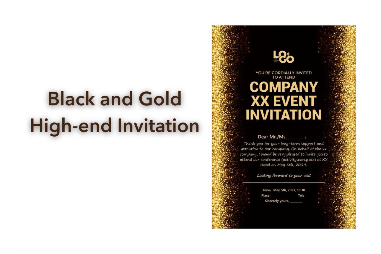 Black and Gold High-end Invitation Template