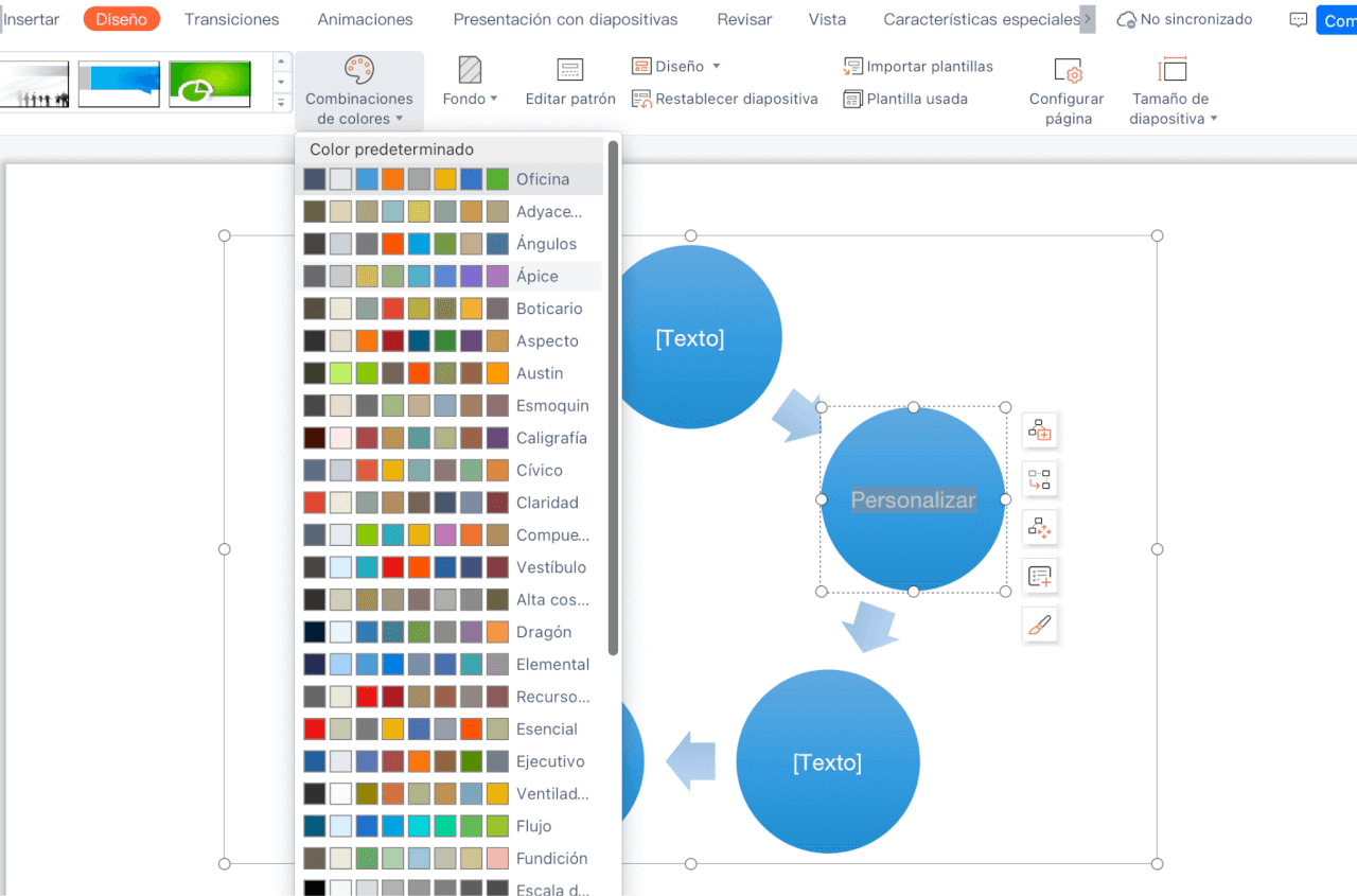 Herramientas de dibujo WPS Presentation