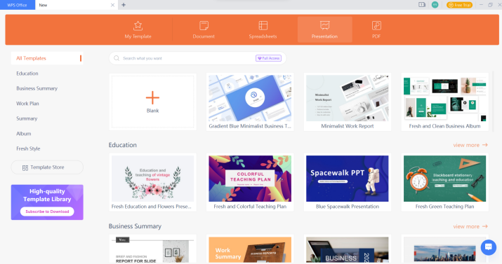 WPS Office presentation