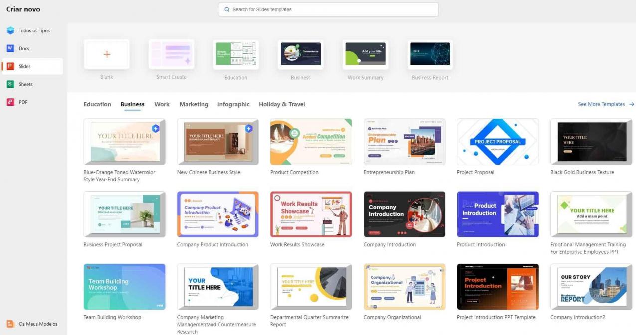Modelos Prontos do WPS Office