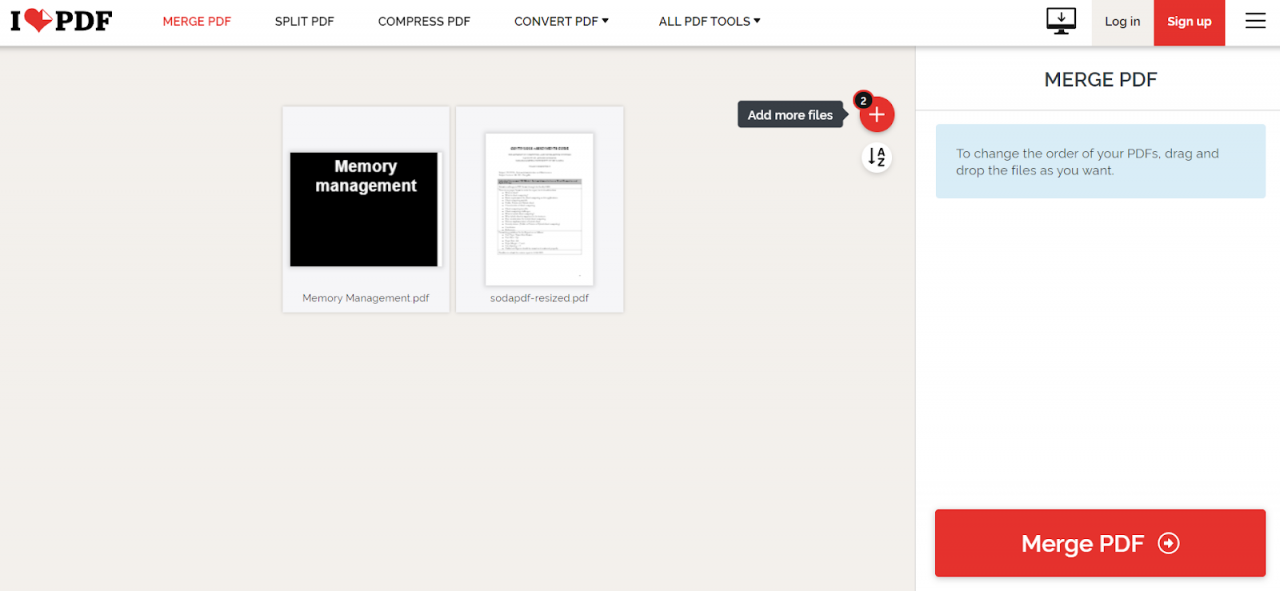 iLovePDF merge pdf