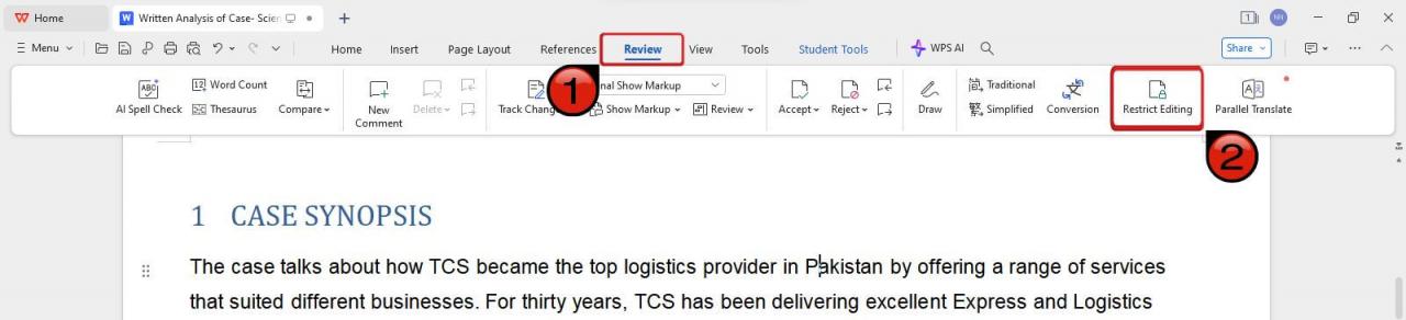 Značajka ograničavanja uređivanja u WPS Office-u