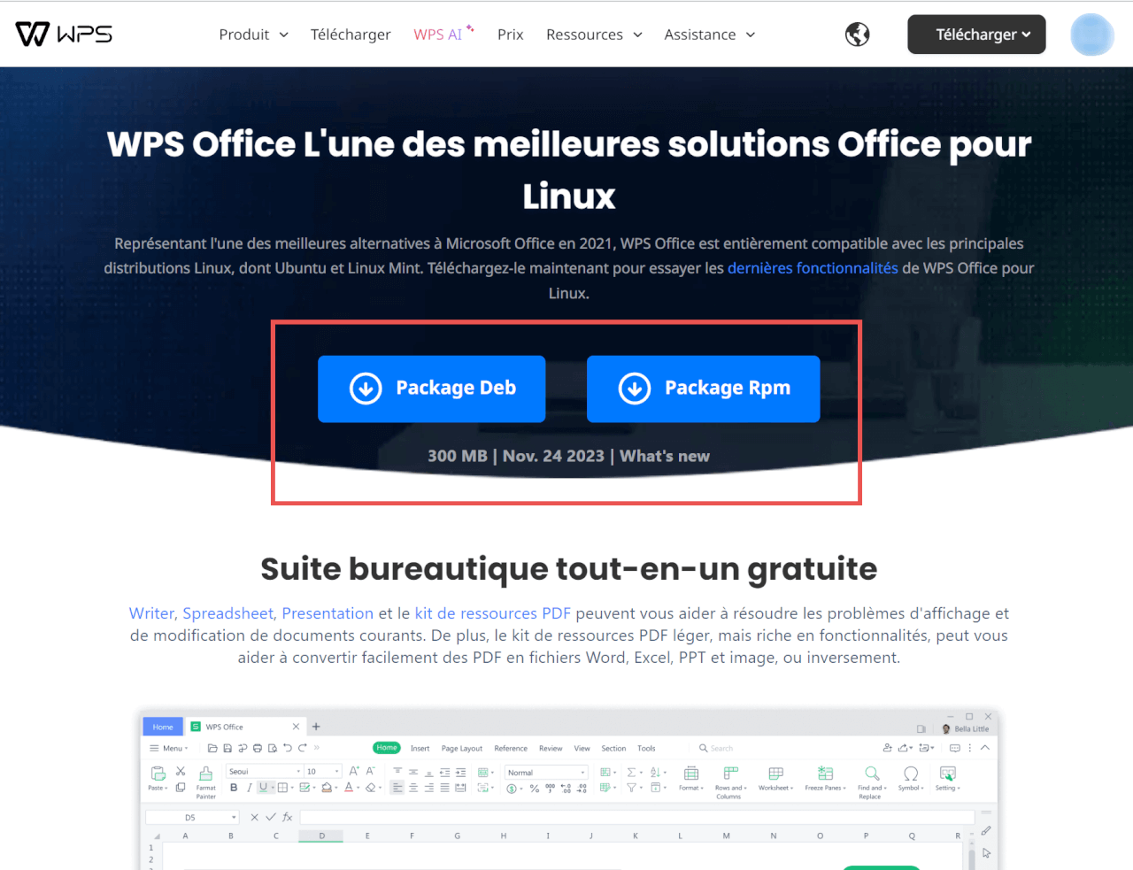 Téléchargement de WPS Linux