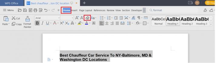 Clear text formatting