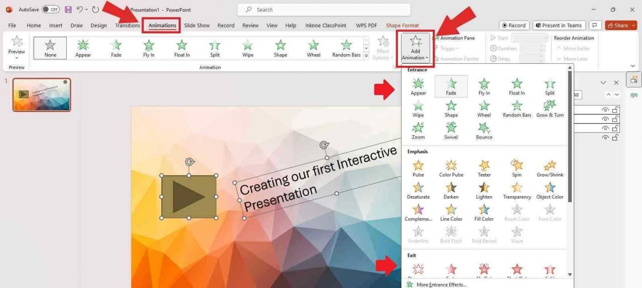 PowerPoint add animations