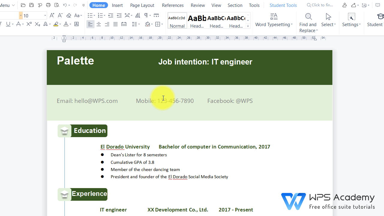 How To Create A Resume Without A Template In WPS Office Word WPS