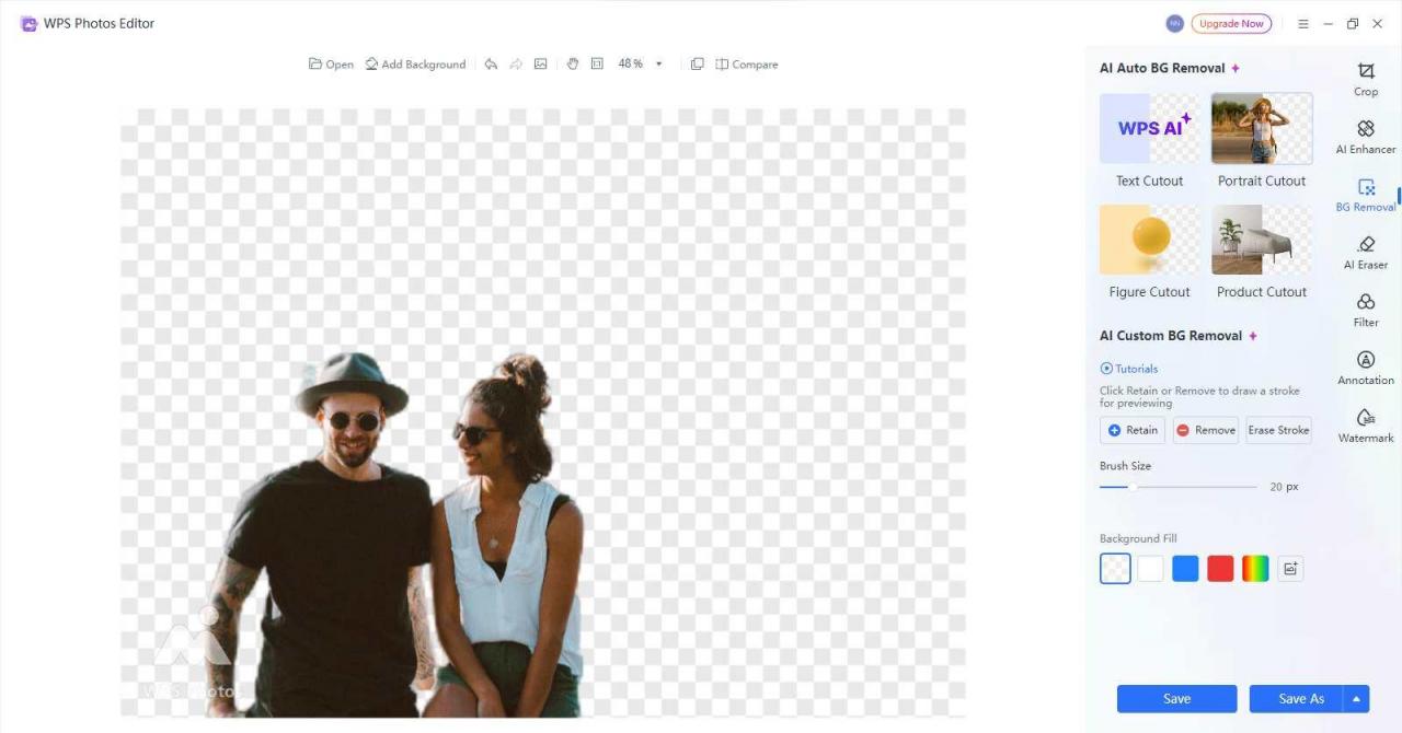 Forhåndsvis billede efter anvendelse af WPS AI Background Removal Tool
