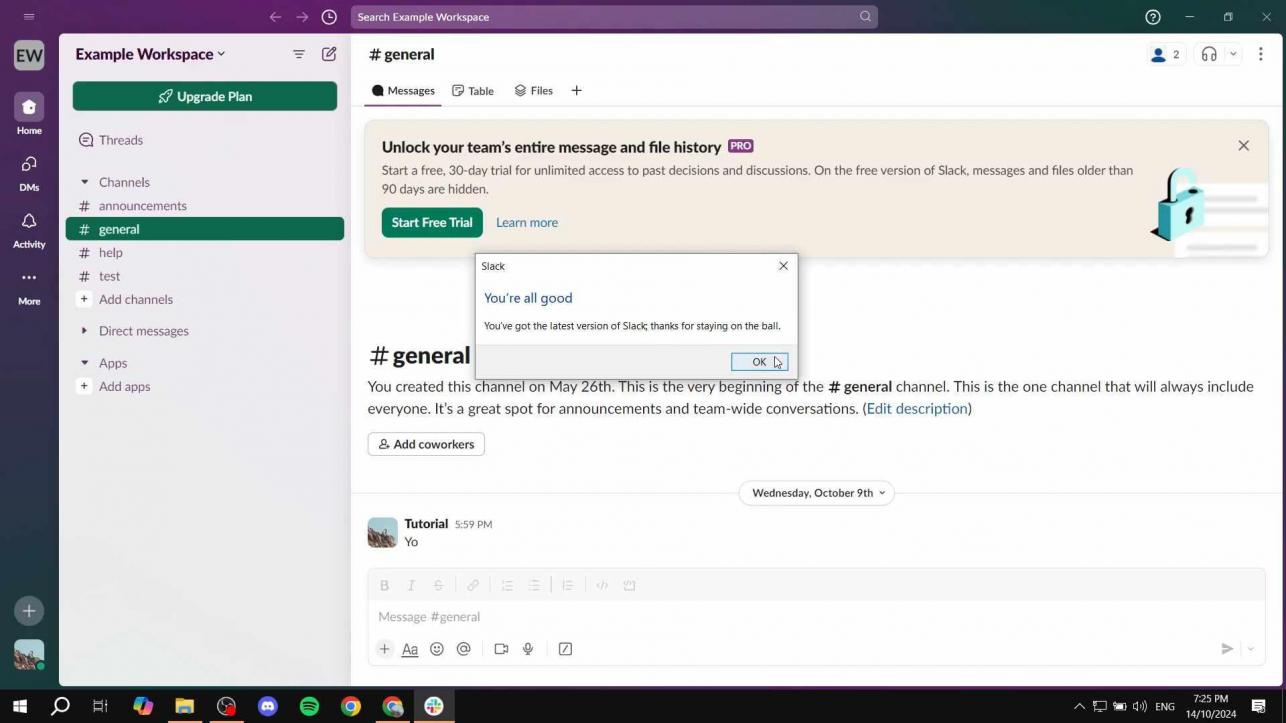 Slack is up to date