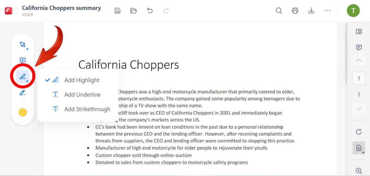 Инструмент выделения расширения WPS PDF