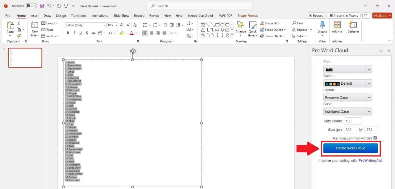 PowerCreate Word Cloud