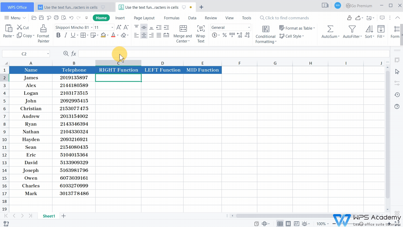 Use the text function to extract characters in cells | WPS Office Academy