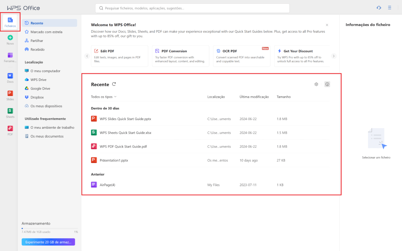 WPS Office abrir arquivo