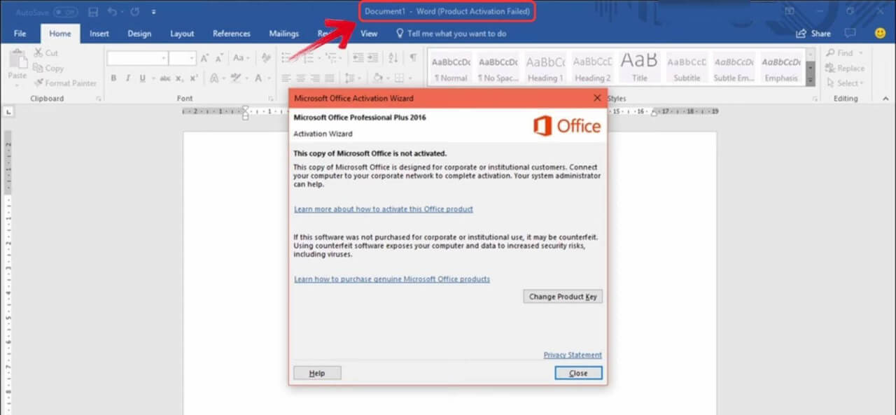 Распространенные проблемы активации Microsoft Word
