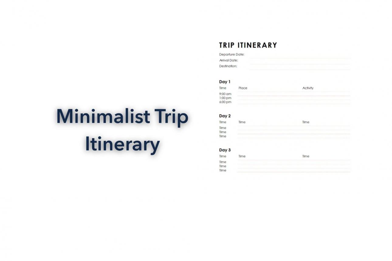 Minimalist Trip Itinerary Template [Word]