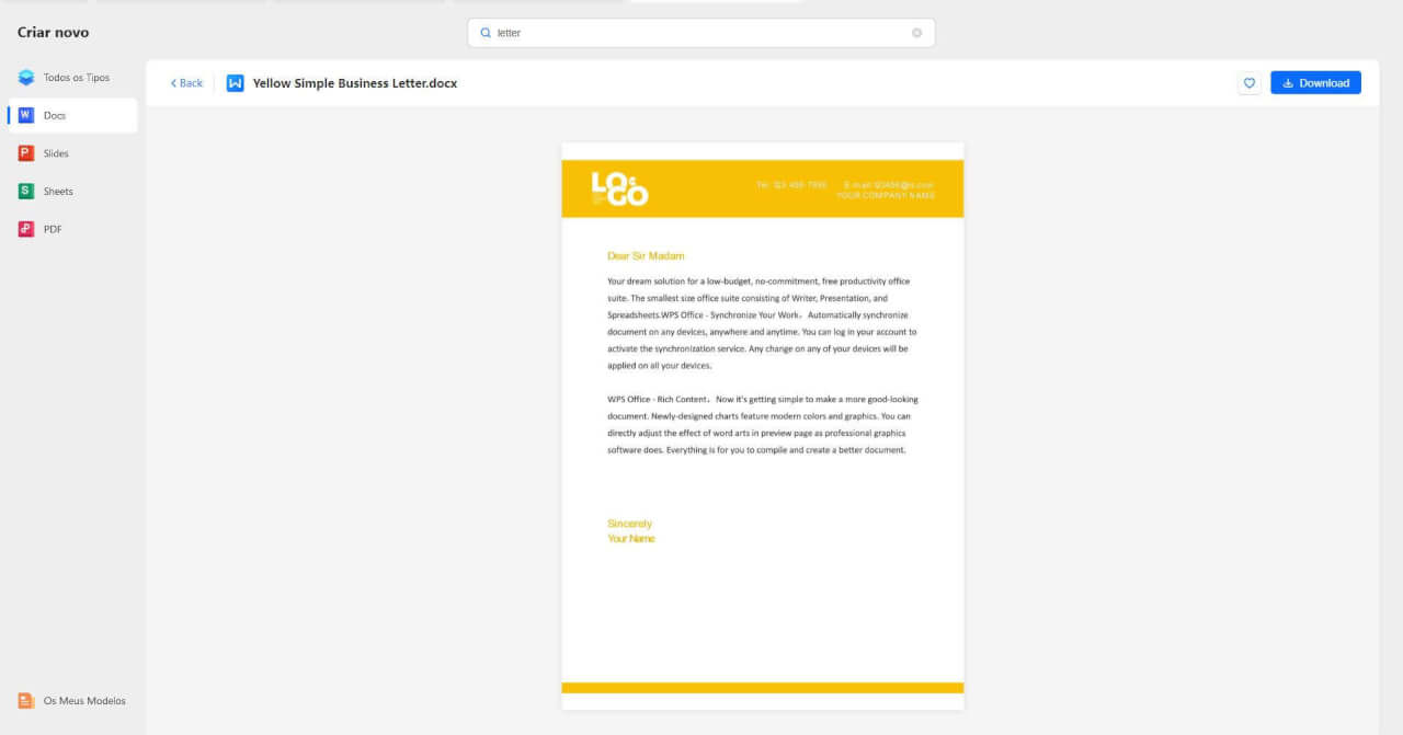 escolhendo seu modelo pronto