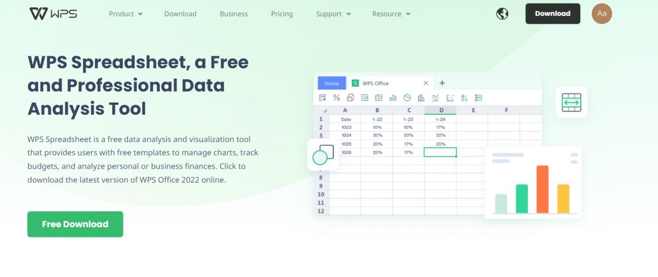 جدول بيانات WPS