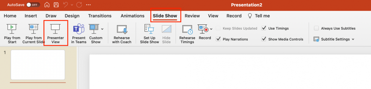 Presentation View button