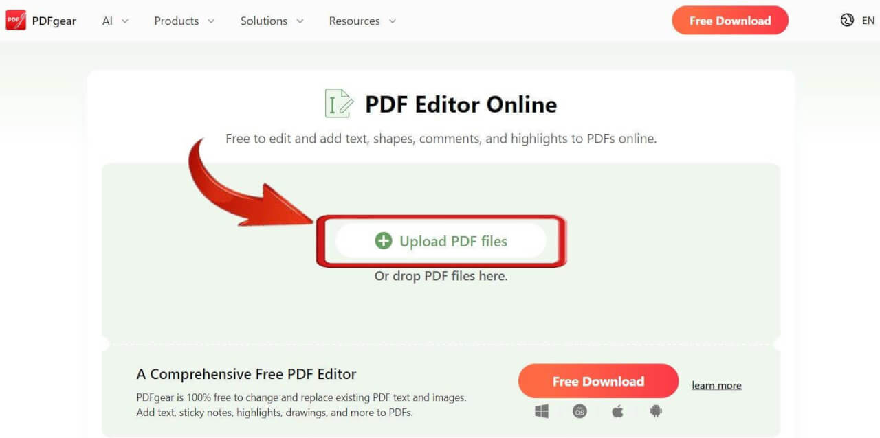 Загрузка PDF в PDFGear