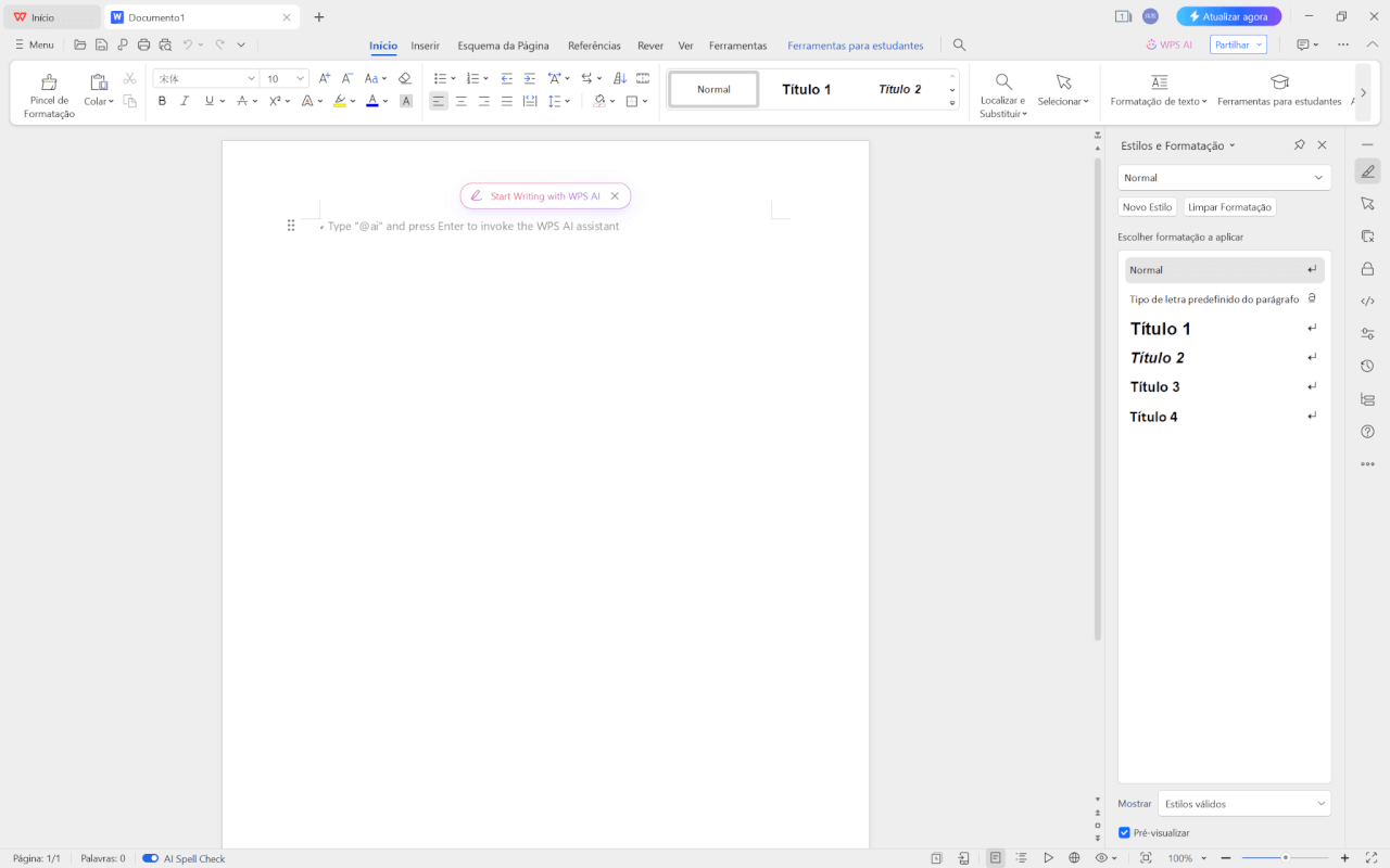 Interface do WPS AI