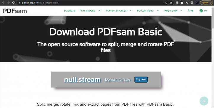 PDFsam homepage na may domain na ipinagbibili