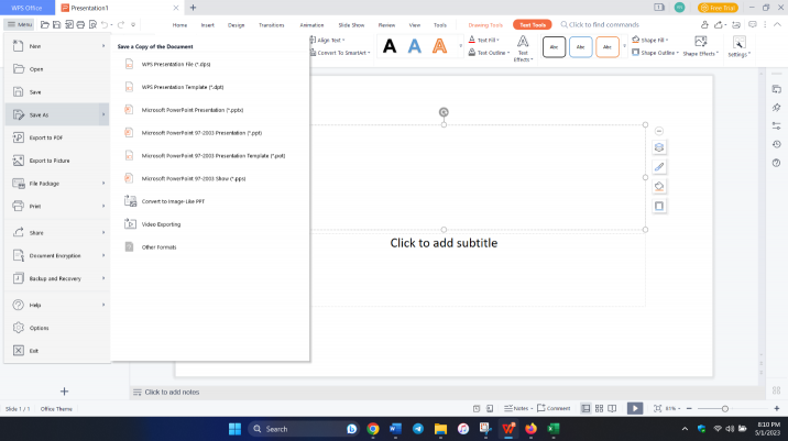 WPS Office presentation blank