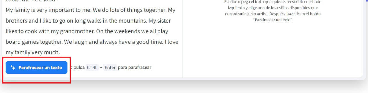 “Parafrasear texto con Language Tool”
