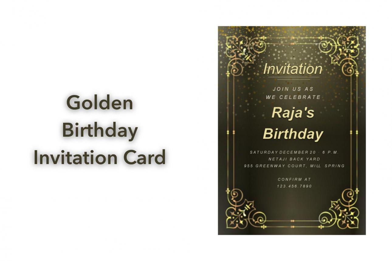 Golden Birthday Invitation Card Template