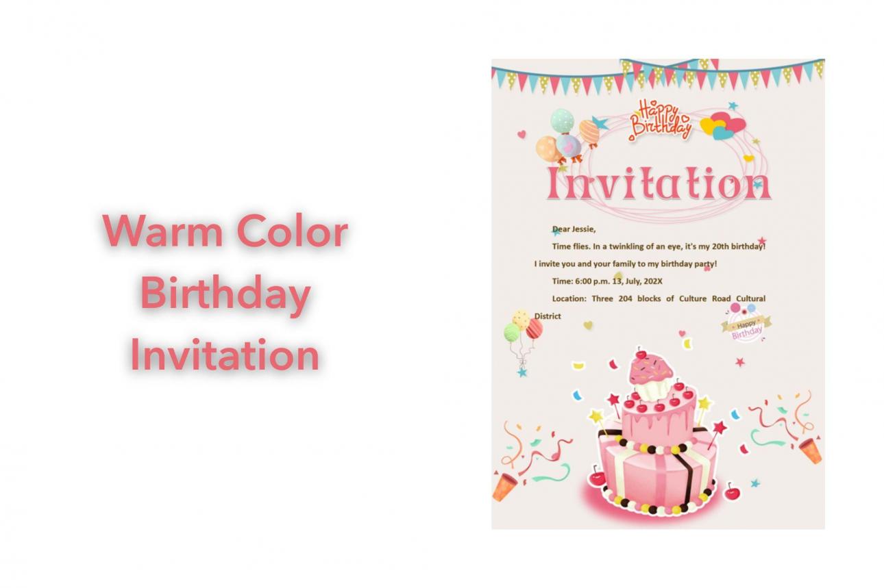 Warm Color Birthday Invitation Template