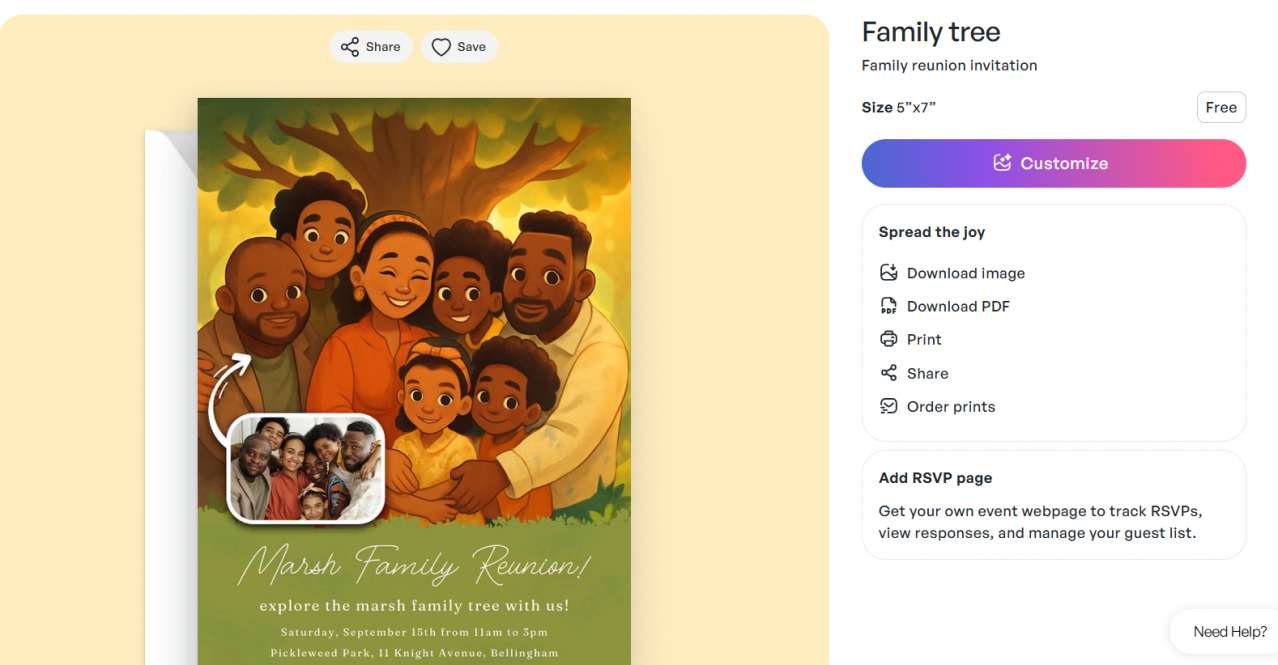 Marsh Family Reunion Invitation Template